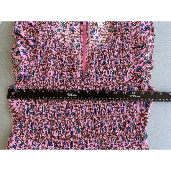 J.Crew Flutter Sleeve Floral Smoked Midi Sun Dress Size Small - Picture 11 of 13